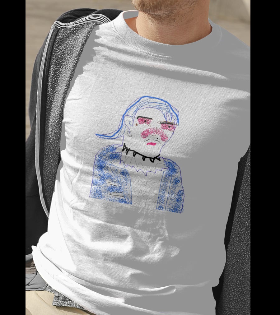 Flamboyant Shitty Ms Paint Dorian Electra Blue Jacket Red Cheeks Choker T-Shirt