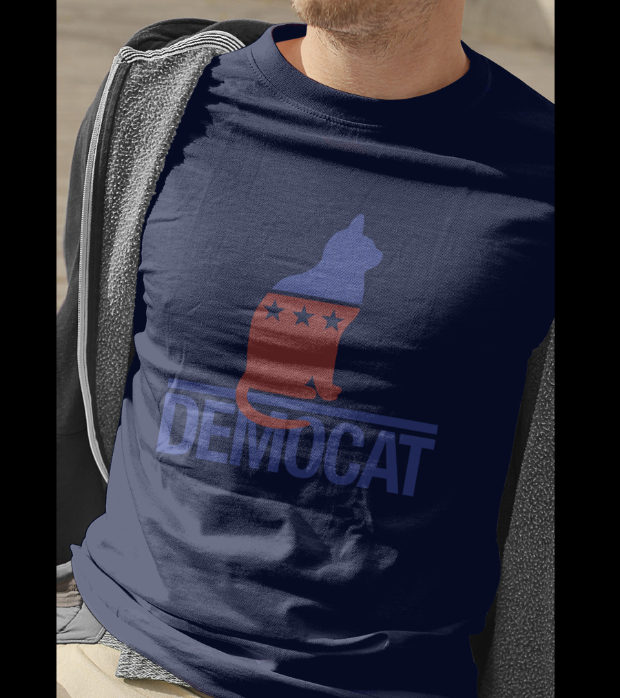 Democat Democrat Cat Political Stars Patriot T-Shirt