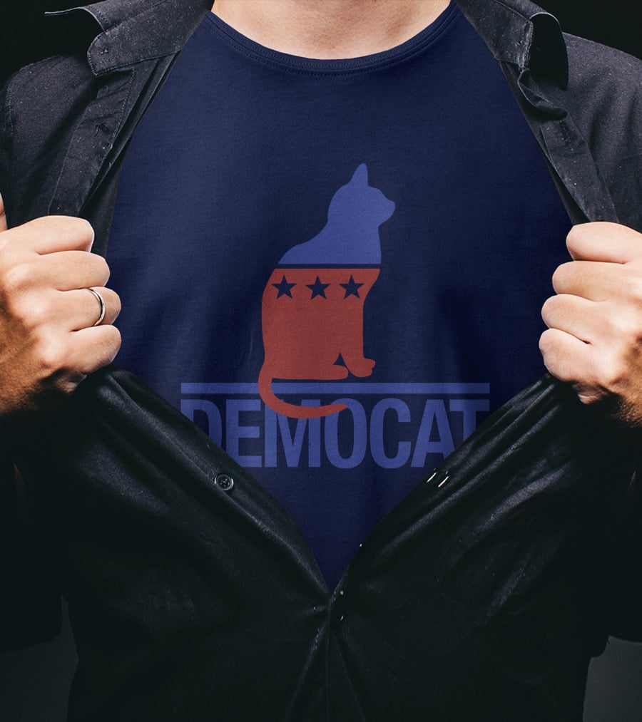 Democat Democrat Cat Political Stars Patriot T-Shirt