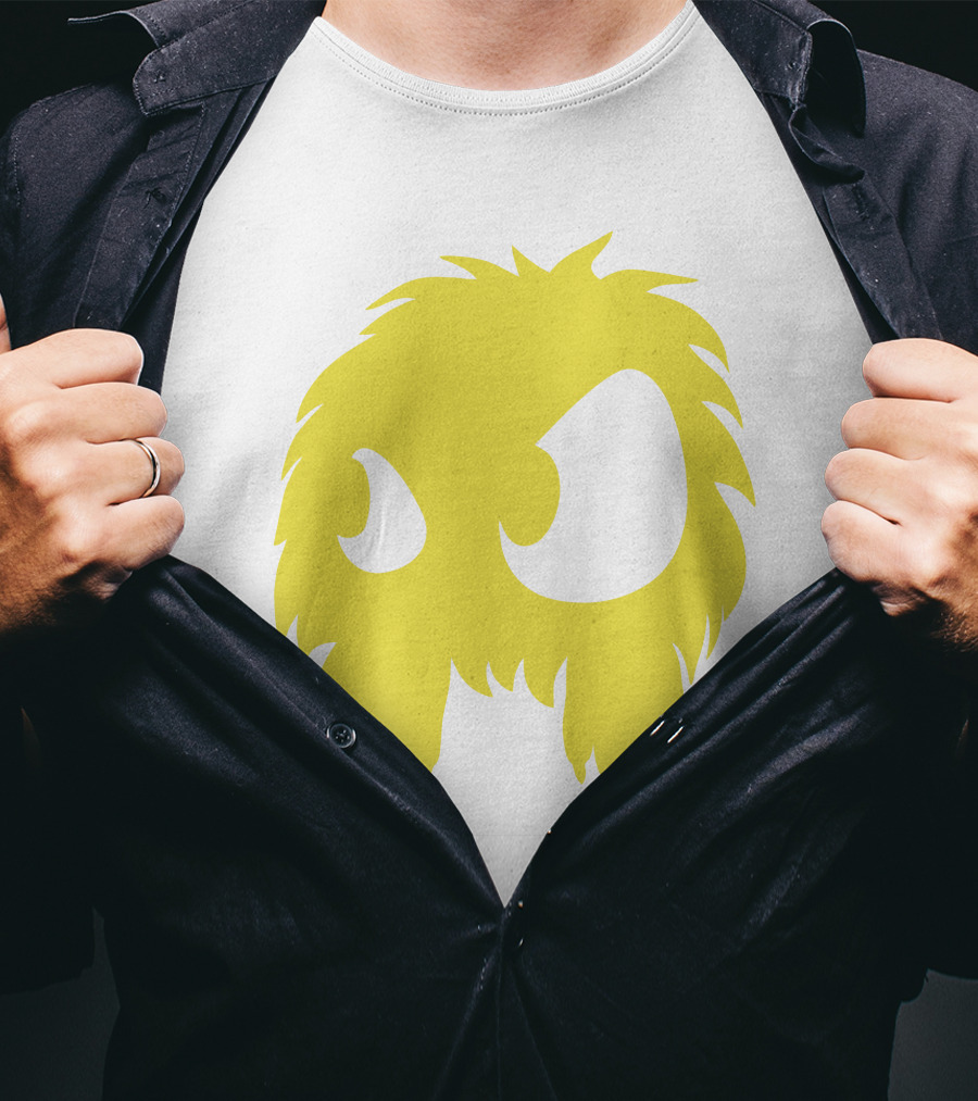 Mcq Monster Flock Mew Yellow Furry Creature Face T-Shirt