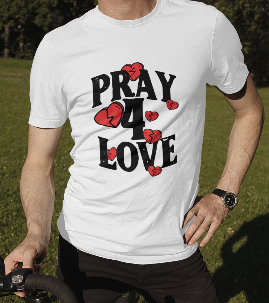 Pray 4 Love Broken Hearts Design The Bottom Boy Survivor Merch P4l White T-Shirt