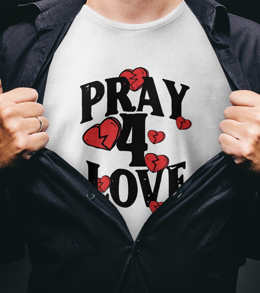 Pray 4 Love Broken Hearts Design The Bottom Boy Survivor Merch P4l White T-Shirt