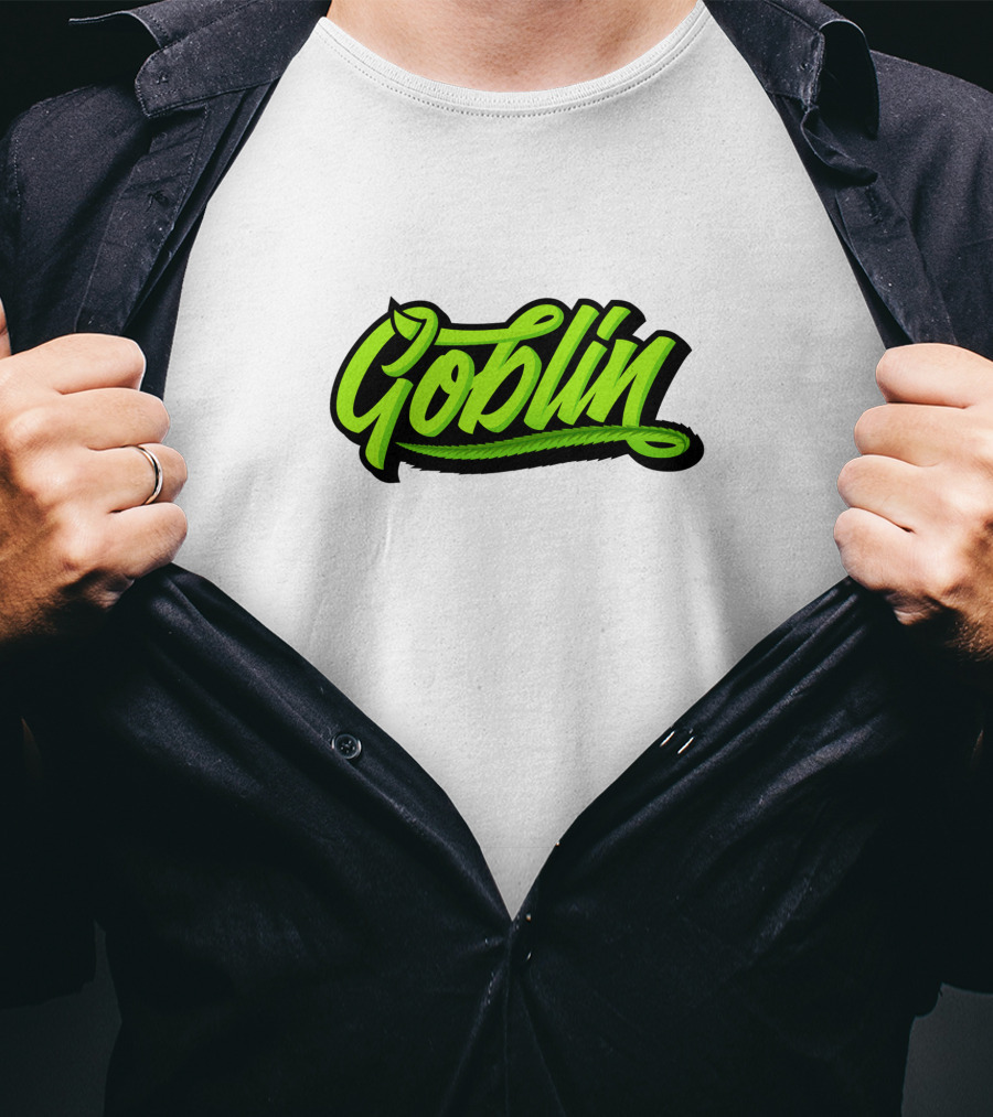 Goblin Merch Logo Graphic Bold Green Script T-Shirt
