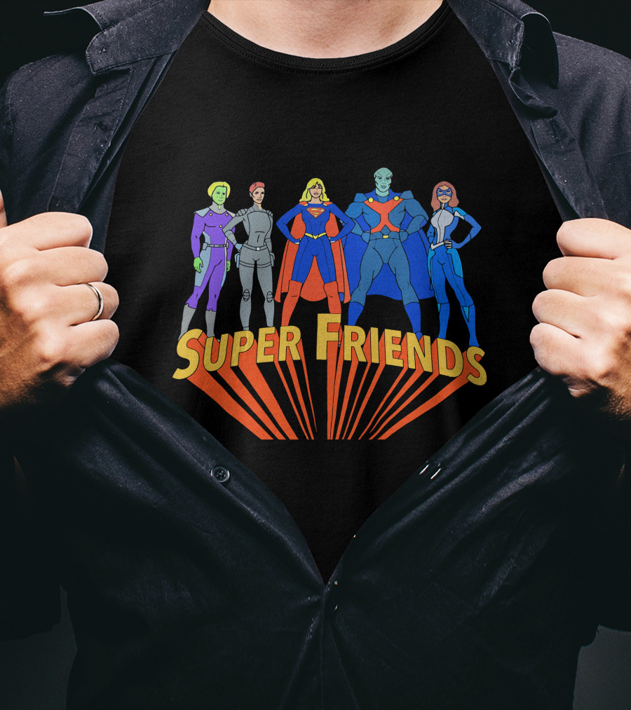 Super Friends Supergirl And Superheroes Team T-Shirt