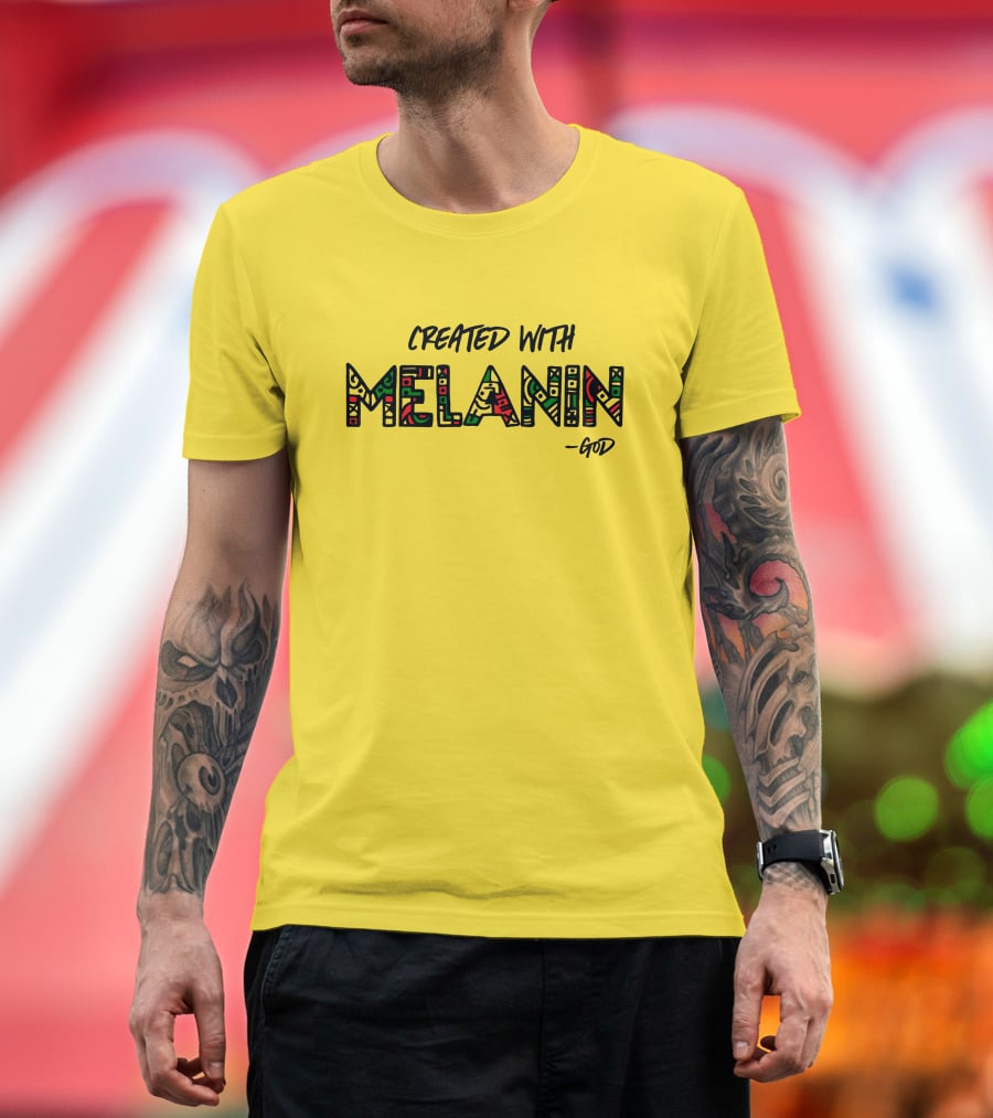Created With Melanin God African Pattern Empowerment T-Shirt