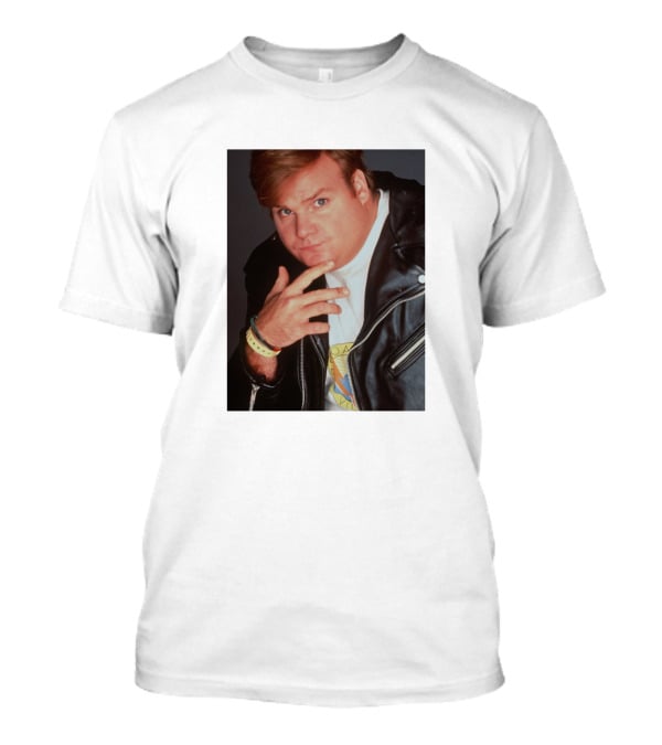 Kid Cudi SNL Chris Farley Photo Leather Jacket Pose T-Shirt