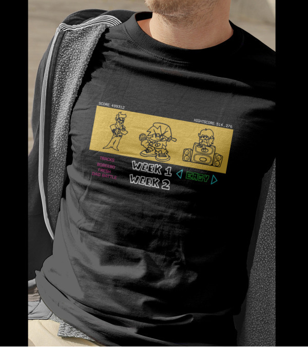 Sharkrobot Friday Night Funkin Story Mode Week 1 Easy Tracks Bobeebo Fresh Dad Battle T-Shirt
