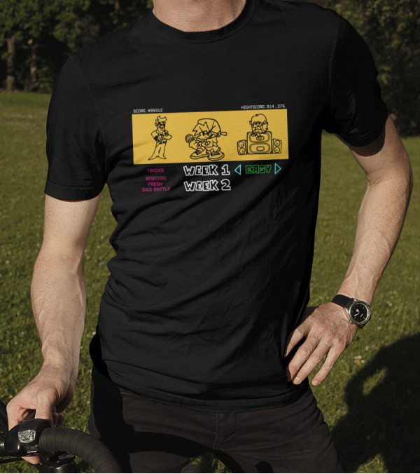 Sharkrobot Friday Night Funkin Story Mode Week 1 Easy Tracks Bobeebo Fresh Dad Battle T-Shirt