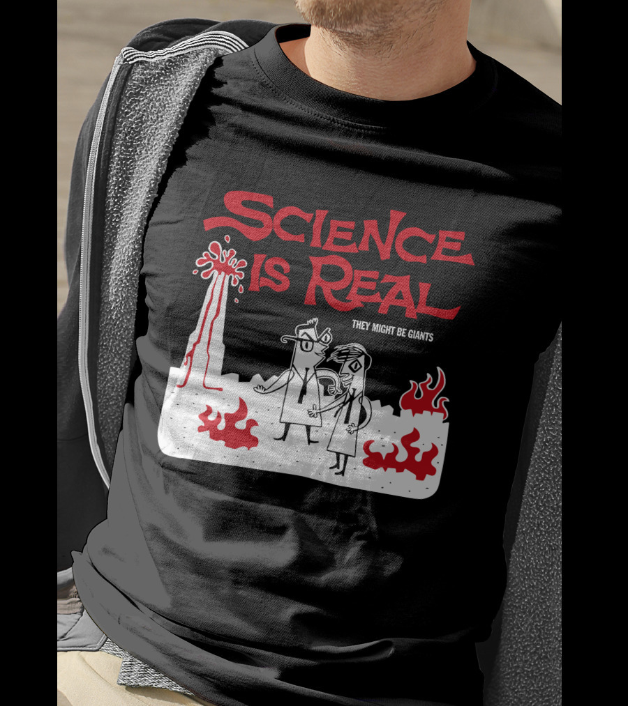 Science Is Real They Might Be Giants Volcanic Cartoon Scene T-Shirt