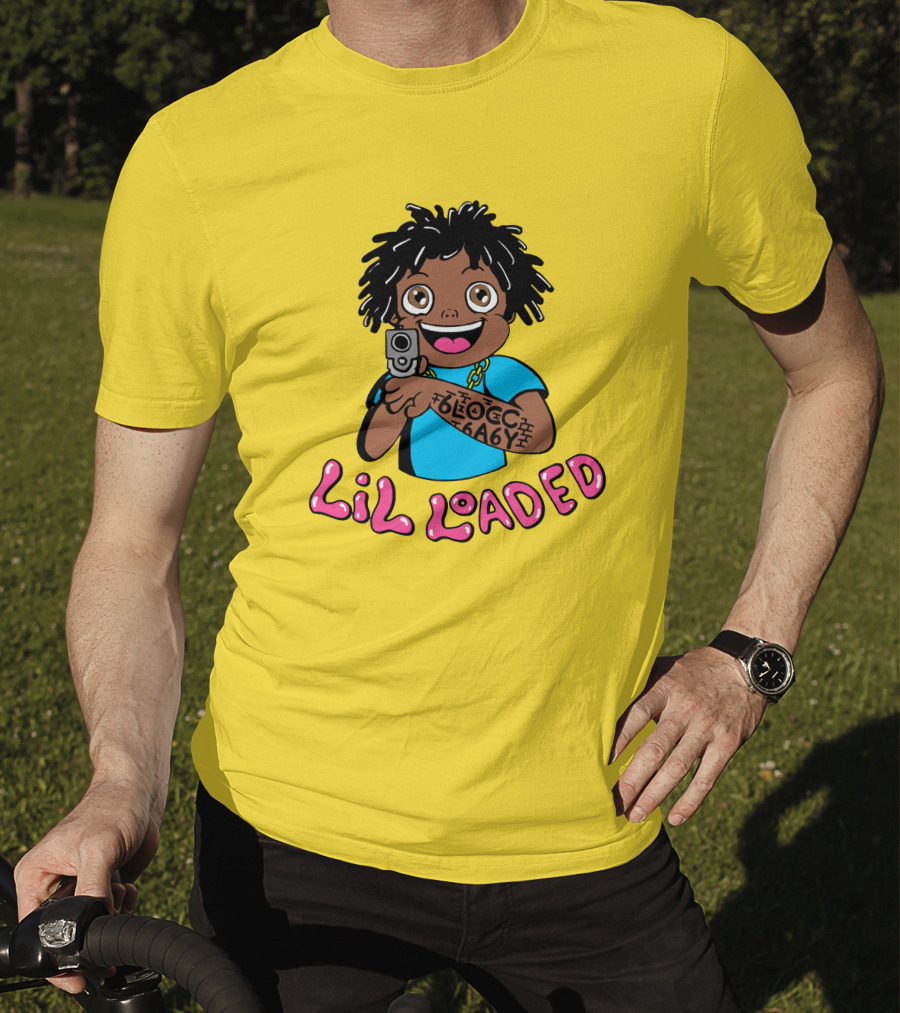 Lil Loaded Cartoon Character With Tattoo And Toy Gun T-Shirt