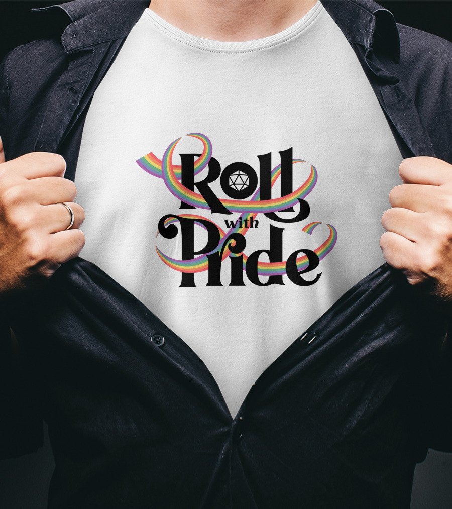 PaolasPixels Merch Roll With Pride Rainbow Dice T-Shirt