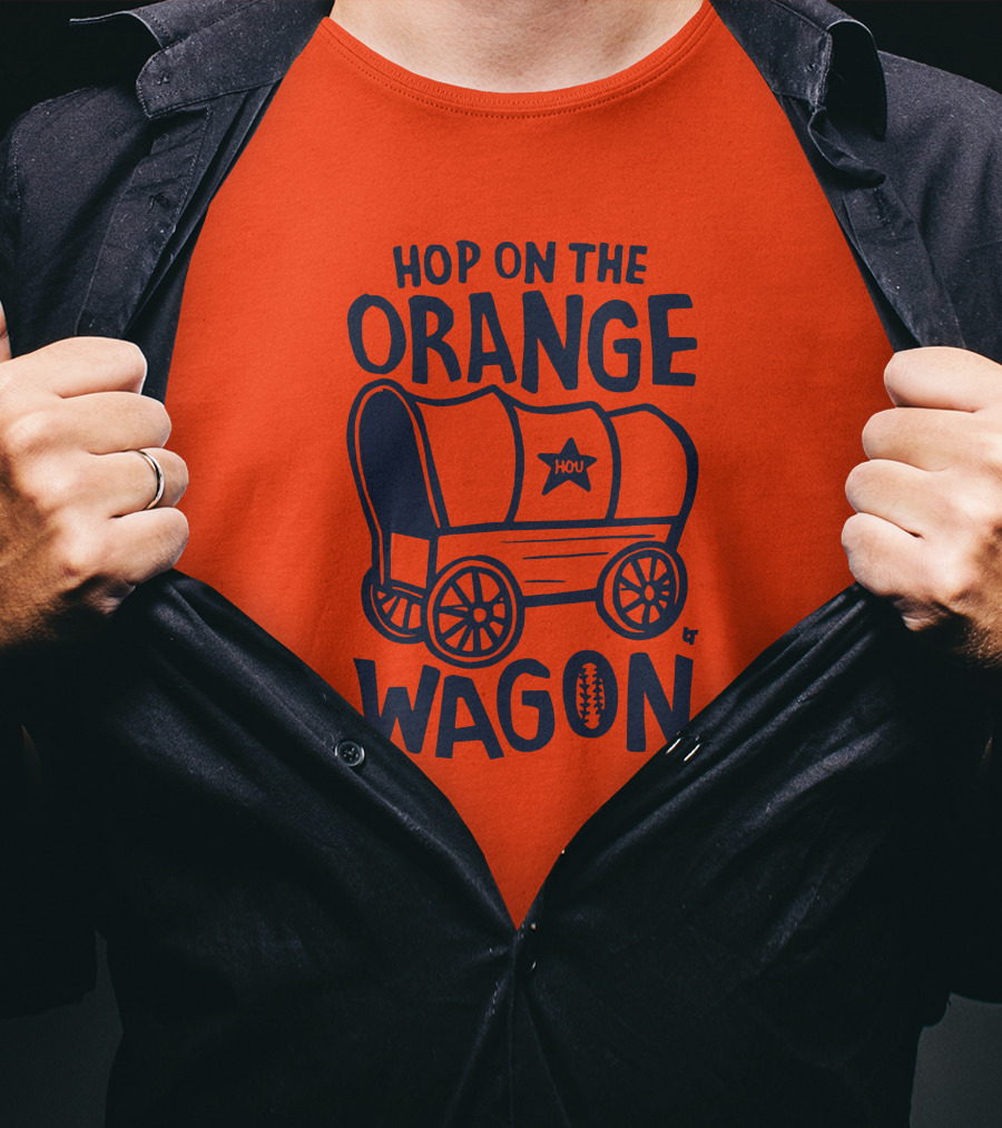 Hop On The Orange Wagon HOU Football T-Shirt