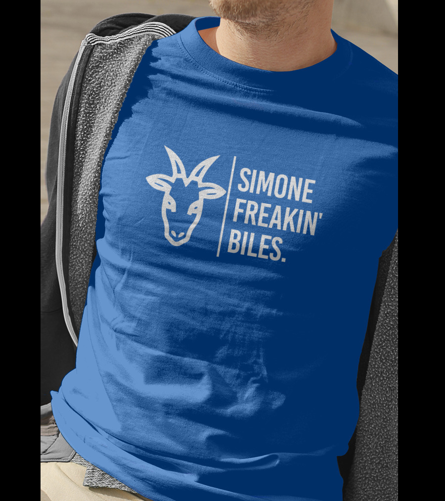 SIMONE FREAKIN' BILES GOAT Iconic Gymnast Tribute Blue T-Shirt