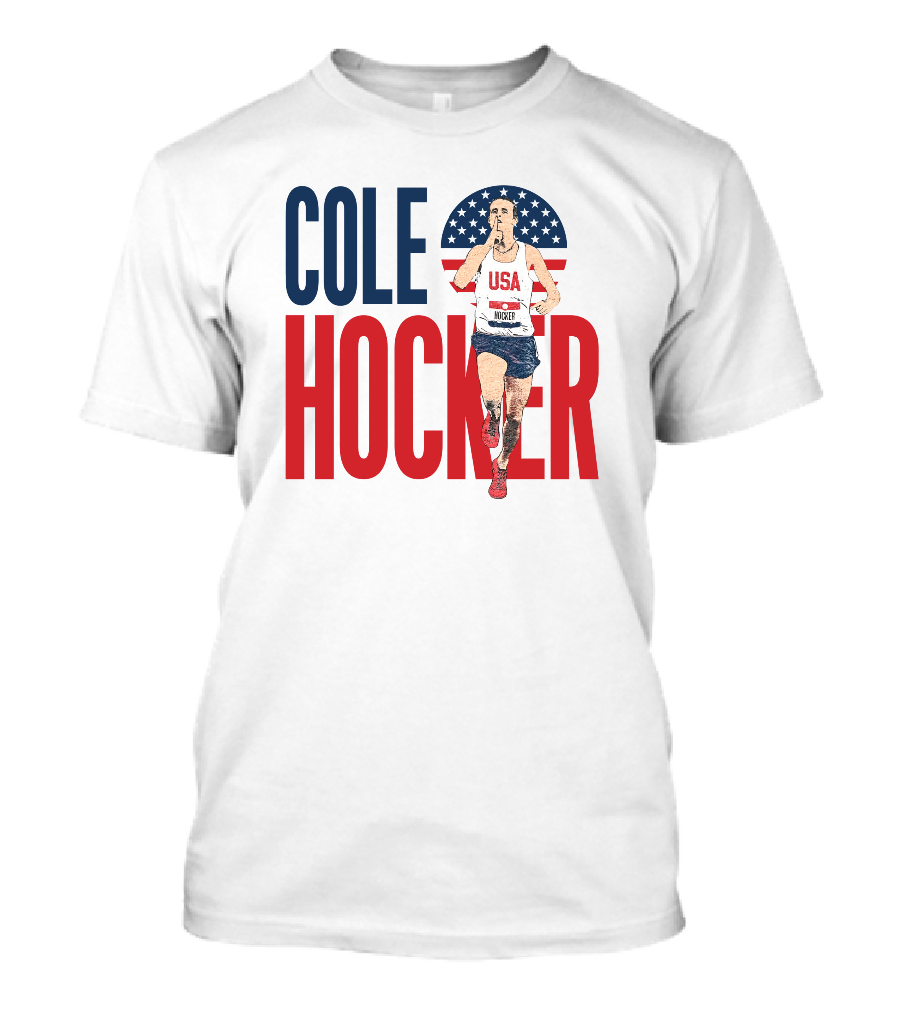 COLE HOCKER USA Running Star With American Flag Background T-Shirt