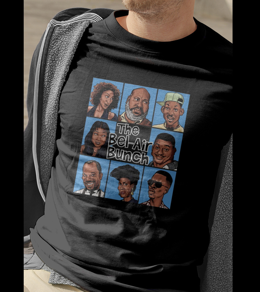 The Bel Air Bunch Characters In Comic Style Grid T-Shirt