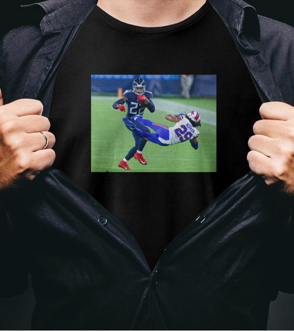 Derrick Henry Stiff Arm Josh Norman Iconic NFL Moment T-Shirt