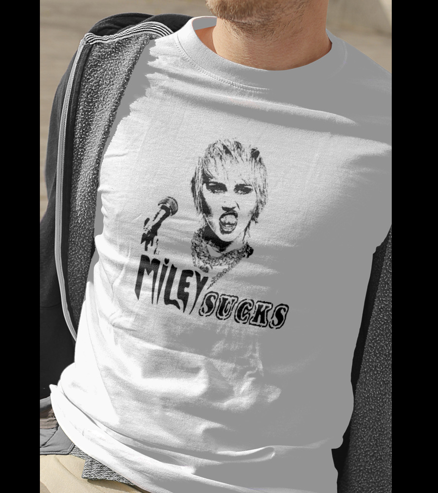Miley Ray Cyrus Shop Merch Miley Sucks Microphone Performance T-Shirt