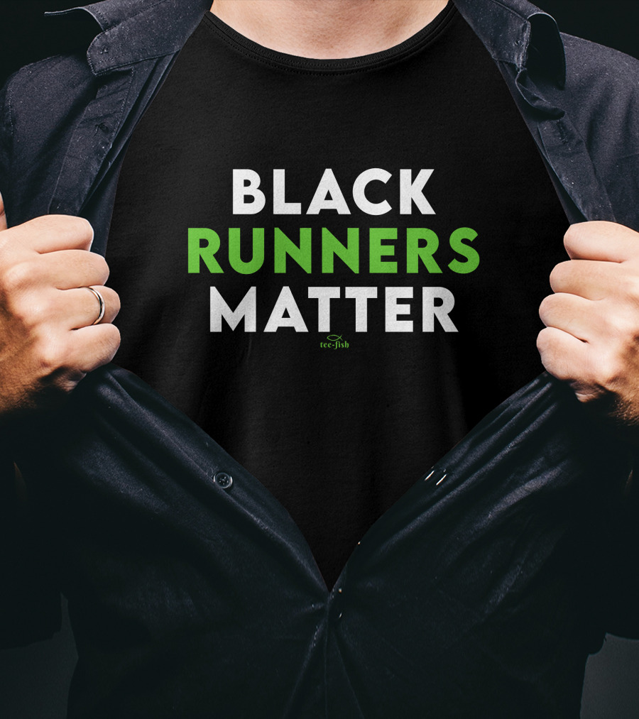 Teefish Black Runners Matter Milwaukee Focused Fitness Community Message T-Shirt