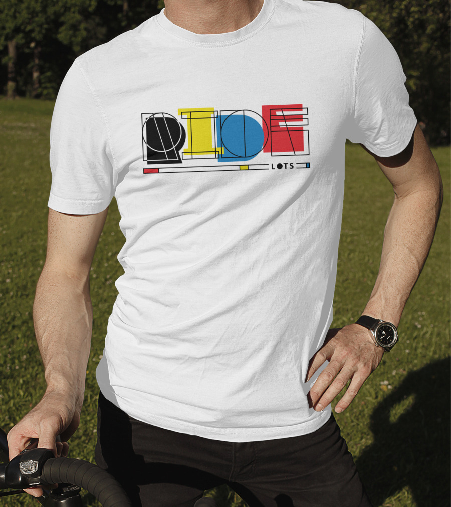 Ride Lots Geometric Multi Color Design Bicycling Shop T-Shirt
