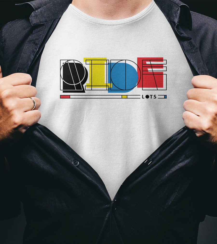 Ride Lots Geometric Multi Color Design Bicycling Shop T-Shirt