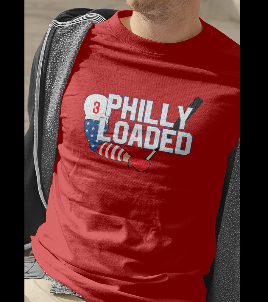 Philly Loaded Baseball American Flag Arm T-Shirt