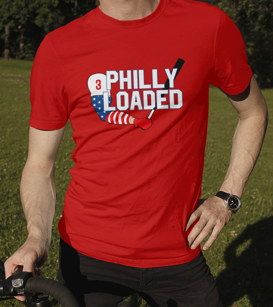 Philly Loaded Baseball American Flag Arm T-Shirt
