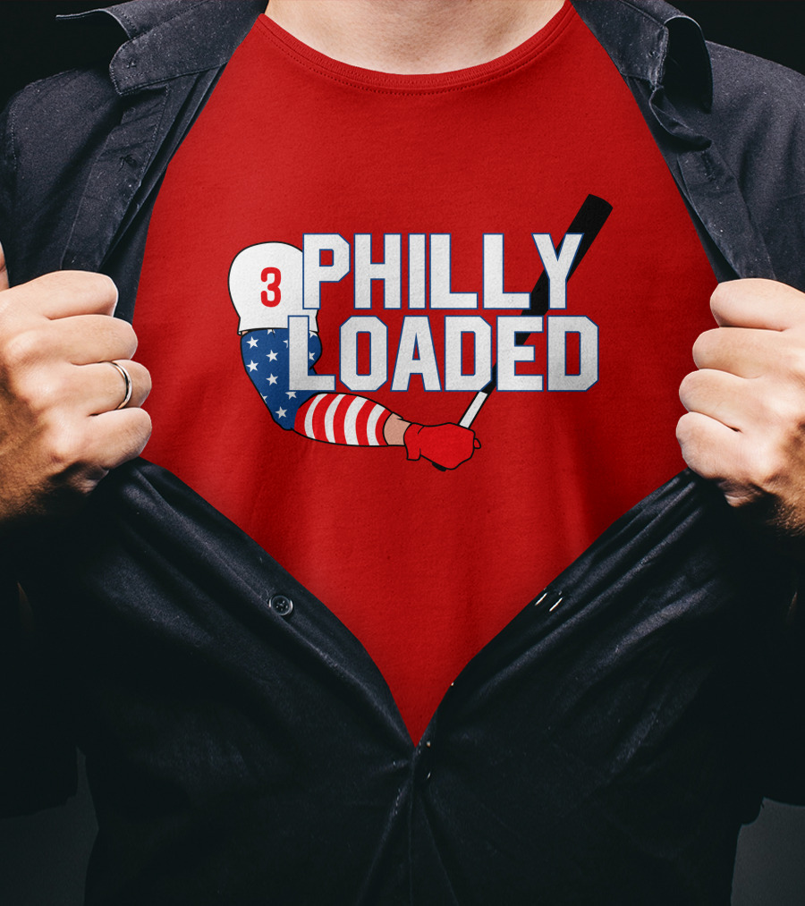 Philly Loaded Baseball American Flag Arm T-Shirt