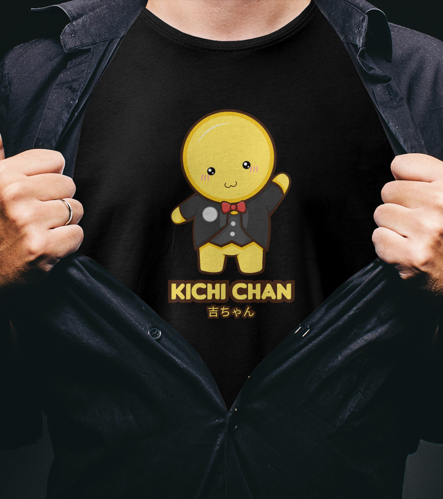 Kichi Chan Cute Character With Bow Tie In Black Suit T-Shirt