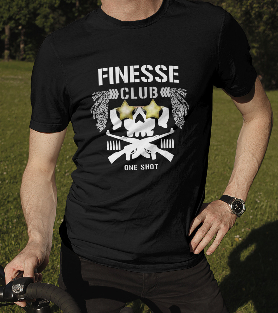 Finesse Club One Shot Skull Stars Logo NJPW1972 Chris Bey Merch T-Shirt