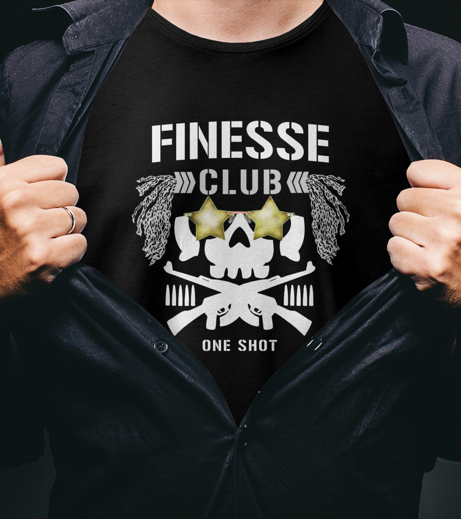 Finesse Club One Shot Skull Stars Logo NJPW1972 Chris Bey Merch T-Shirt