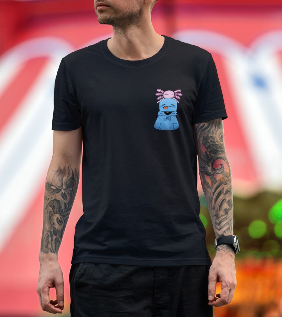 Skeppy Merch Skeppy Axolotl Cute Blue Hoodie with Pink Axolotl on Head T-Shirt