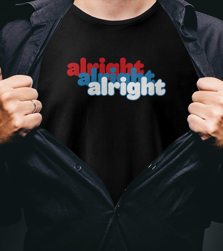 Alright Alright Alright Matthew McConaughey Retro Red Blue T-Shirt