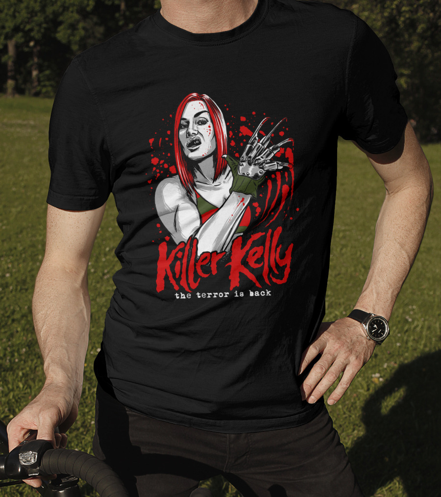 Killer Kelly The Terror Is Back Freddy Krueger Inspired Character Blood Splatter T-Shirt