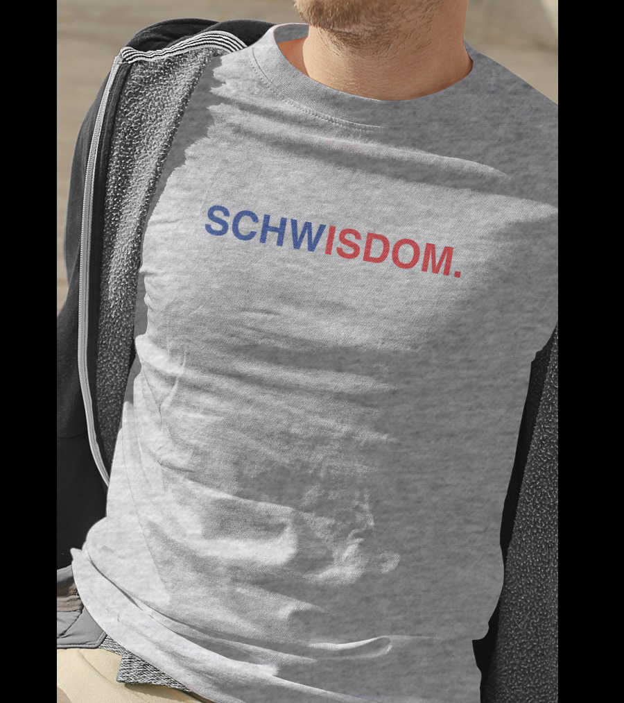Obvious Schwisdom Bold Lettering Blue Red Grey T-Shirt