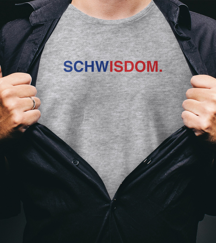 Obvious Schwisdom Bold Lettering Blue Red Grey T-Shirt