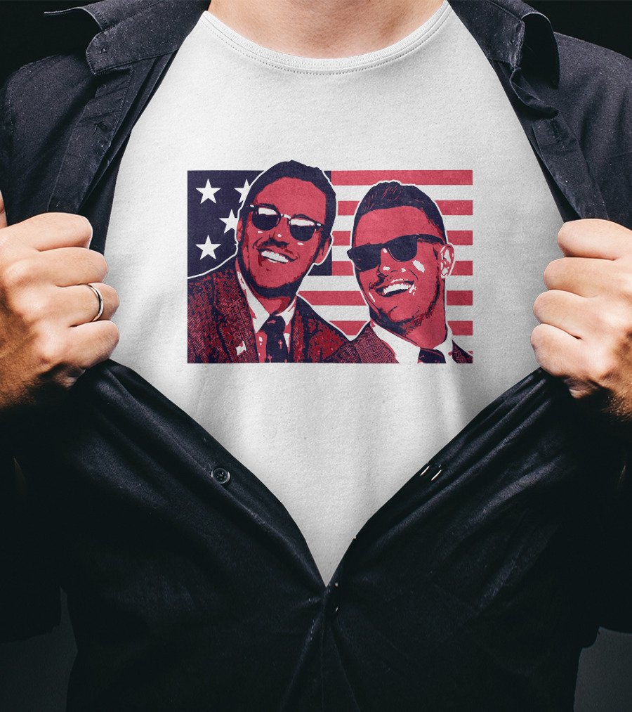 Brooks Koepka Merch The Hug USA Flag Sunglasses Smiling T-Shirt