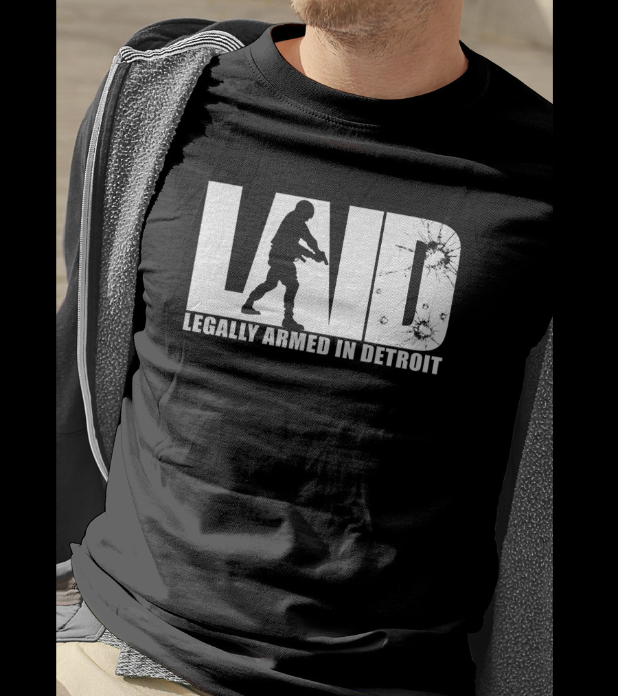LAID Legally Armed In Detroit Silhouette With Splatter T-Shirt