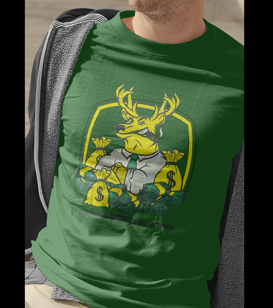 Jonah Furman Smoking Cartoon Business Deer Holding Cash Nothing Robs Like A Deer T-Shirt
