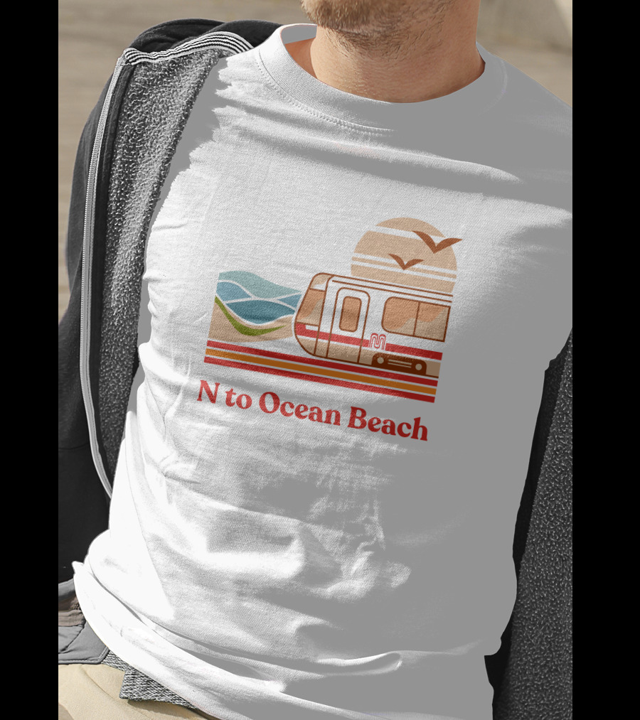 N To Ocean Beach San Francisco Tram Chris Arvin T-Shirt