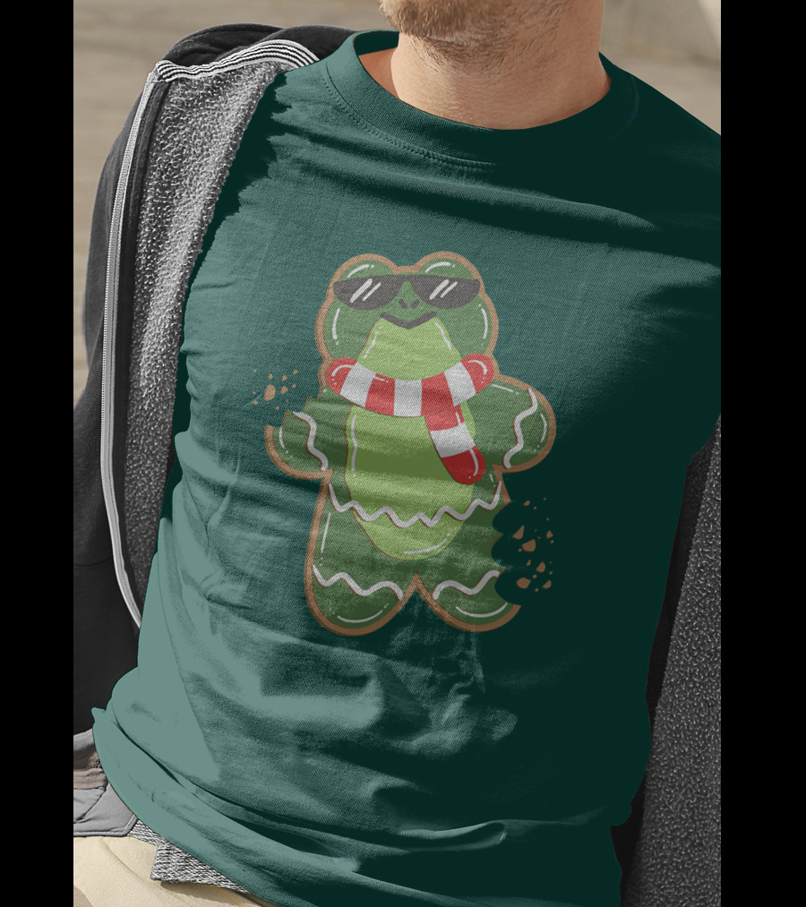Boomerna Gingerfrog Cookie With Sunglasses And Scarf T-Shirt