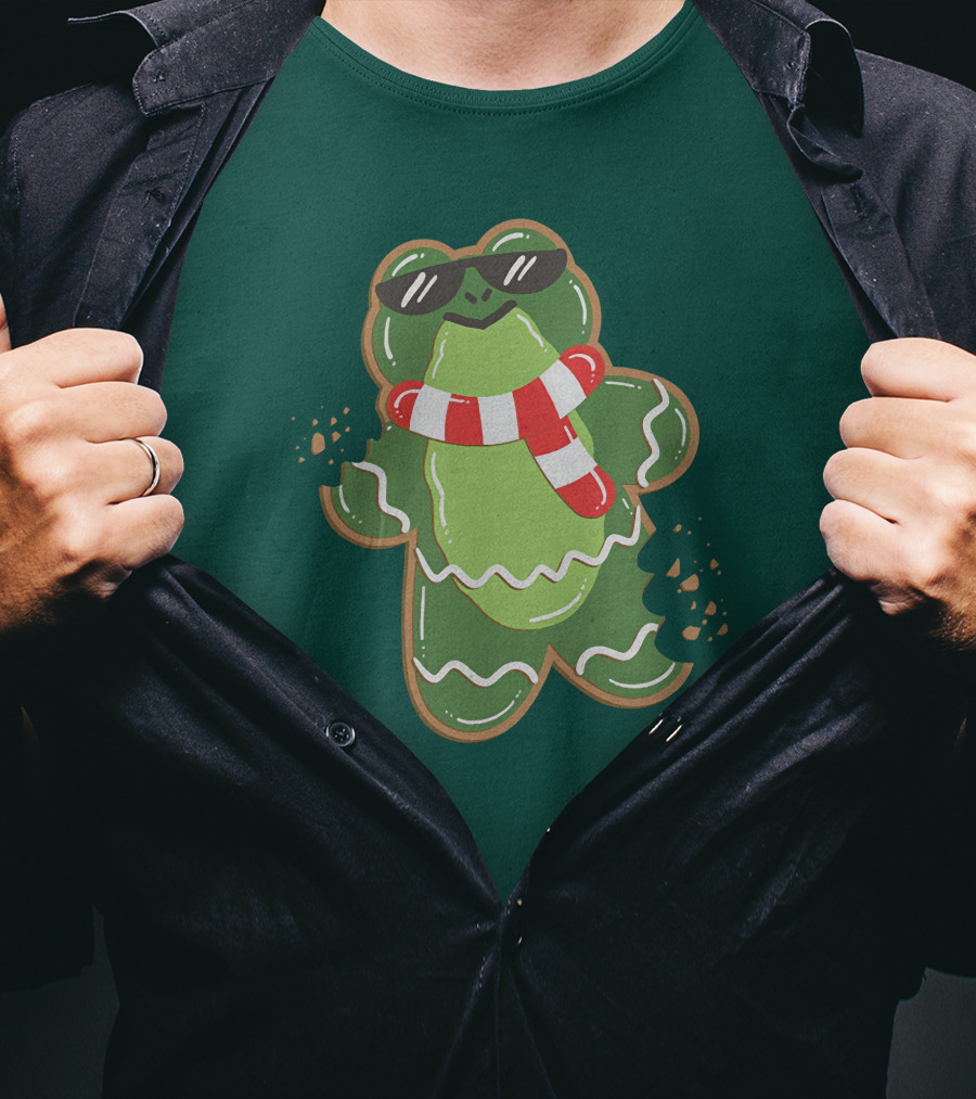 Boomerna Gingerfrog Cookie With Sunglasses And Scarf T-Shirt