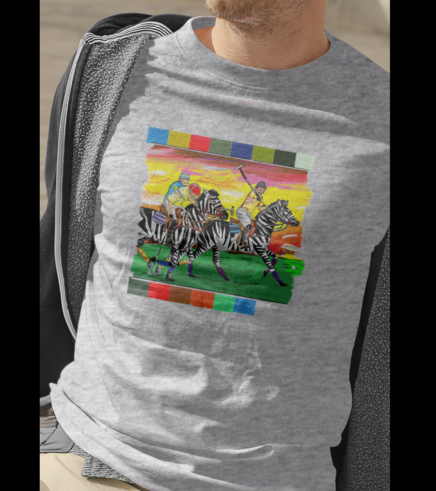 Sir Michael Rocks Premier Politics Polo Riding Zebras Sunset Colors T-Shirt