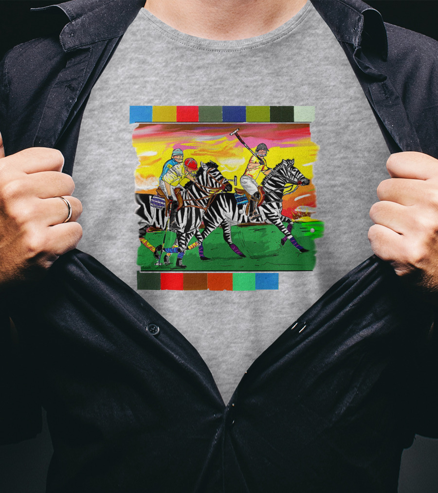 Sir Michael Rocks Premier Politics Polo Riding Zebras Sunset Colors T-Shirt