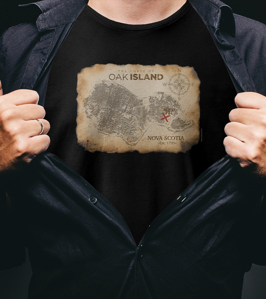 The Curse Of Oak Island Nova Scotia Money Pit Map T-Shirt