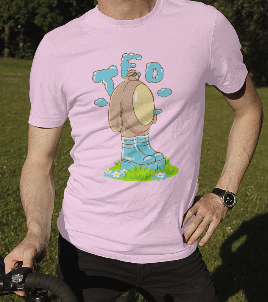 Eret Merch Ted Character With Crown And Boots Standing On Grass T-Shirt