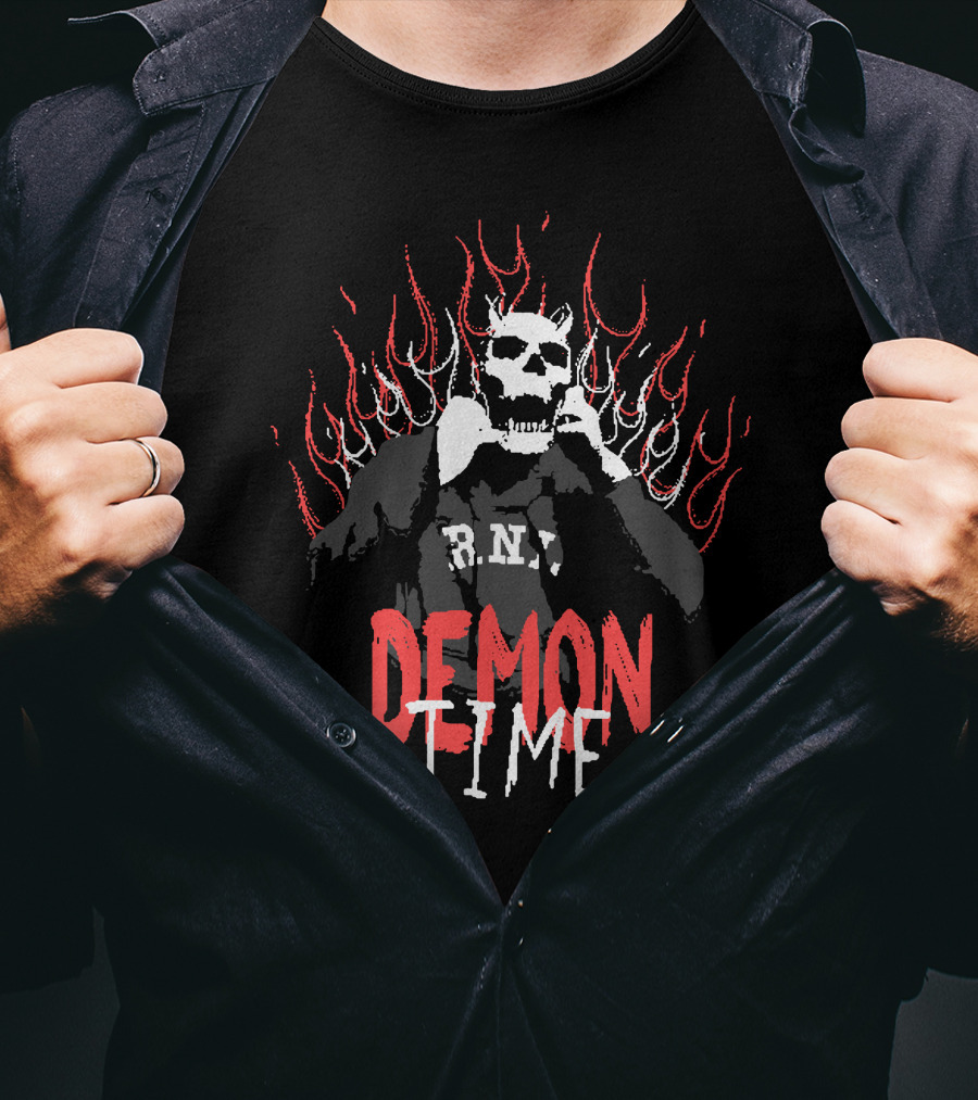 Rich And Lonely Merch Demon Time R.N.L. Skull Flames T-Shirt