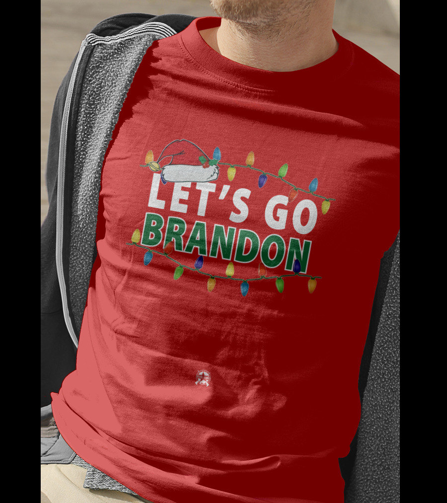 Let's Go Brandon Christmas Lights With Santa Hat T-Shirt