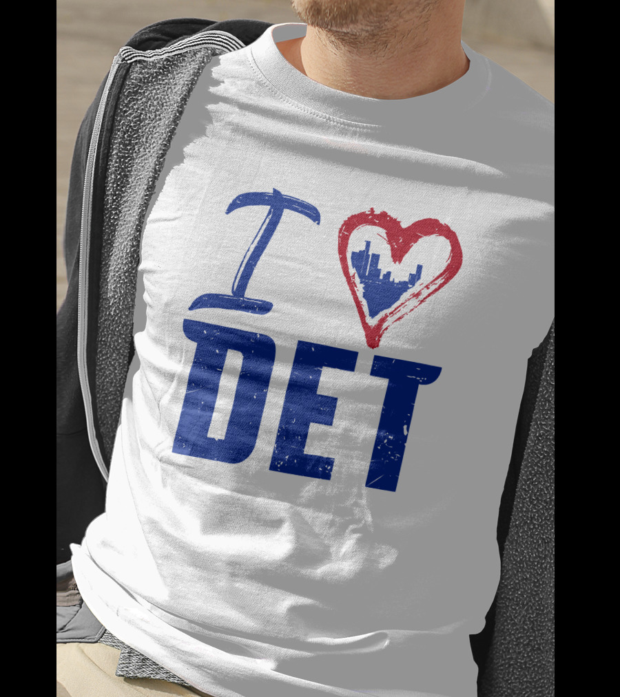 I Love DET Detroit Pistons Skyline Heart T-Shirt