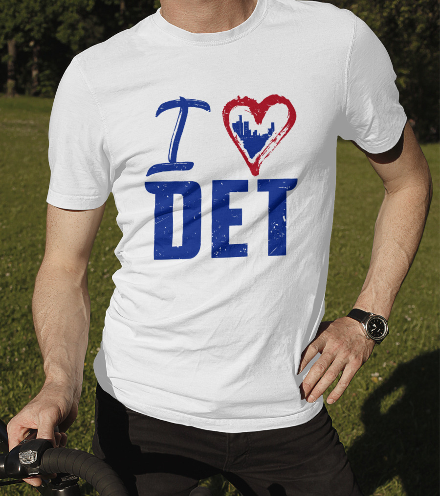 I Love DET Detroit Pistons Skyline Heart T-Shirt