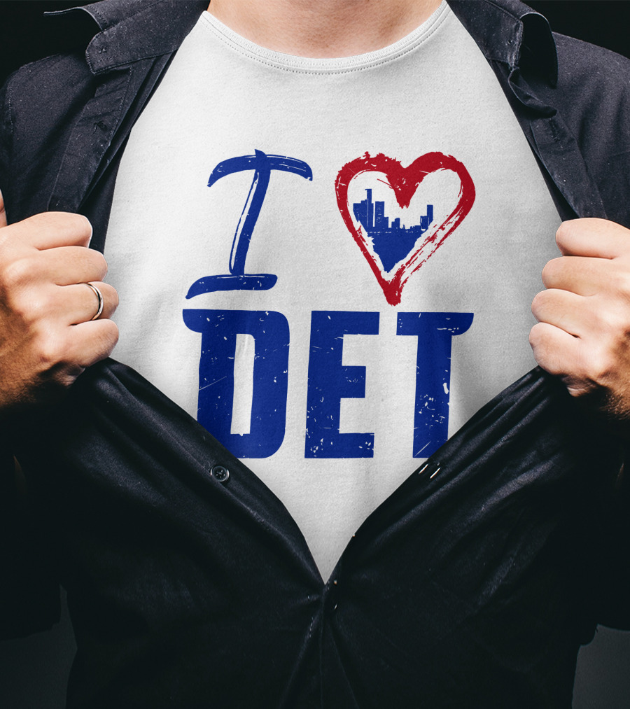 I Love DET Detroit Pistons Skyline Heart T-Shirt